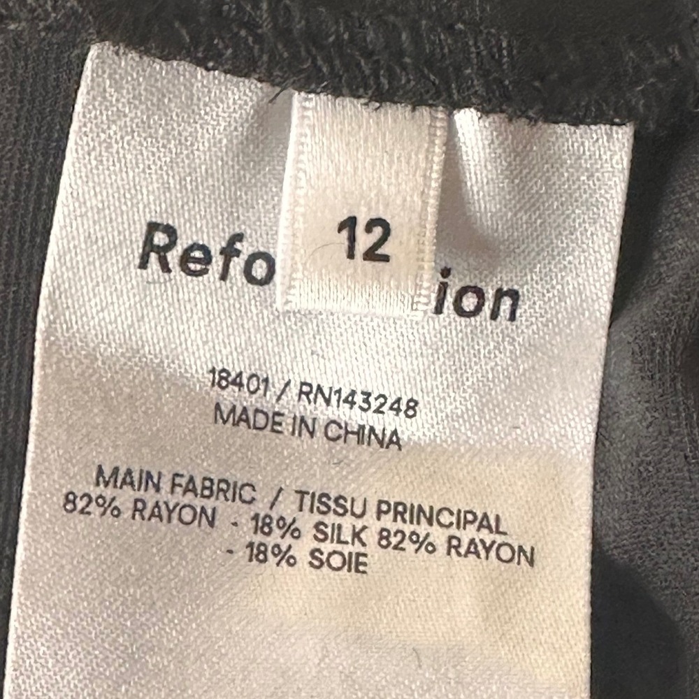 Reformation SZ 12 Black Velvet Silk blend Mini Skirt High Slit Front - Picture 13 of 14